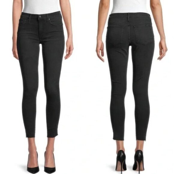 Joe’s Jeans Skinny Leg Frayed Raw Hem Ankle Cropped Black Denim Jeans - Picture 1 of 10